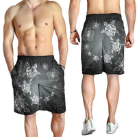 Hawaiian Plumeria Hibiscus Turtle Under Sea Polynesian Men's Shorts White AH - Polynesian Pride