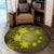 Hawaiian Plumeria Hibiscus Turtle Under Sea Polynesian Round Carpet Yellow AH - Polynesian Pride