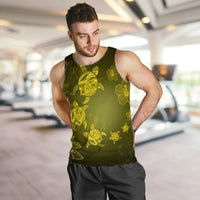 Hawaiian Plumeria Hibiscus Turtle Under Sea Polynesian Tank Top Yellow AH - Polynesian Pride