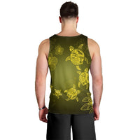 Hawaiian Plumeria Hibiscus Turtle Under Sea Polynesian Tank Top Yellow AH - Polynesian Pride