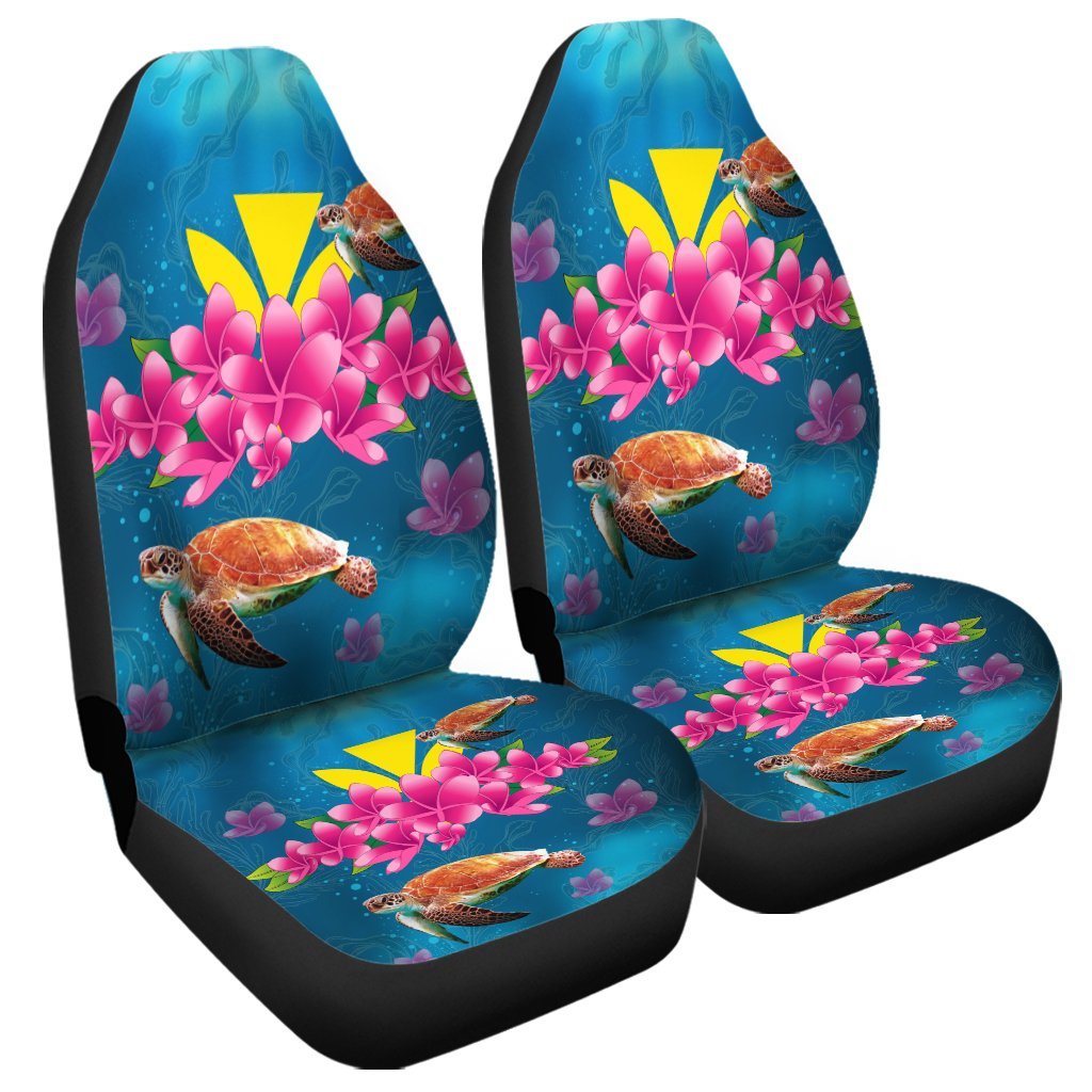 Hawaiian Plumeria Kanaka Turtle Sea Polynesian Car Seat Covers - AH Universal Fit Black - Polynesian Pride