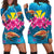 Hawaiian Plumeria Kanaka Turtle Sea Polynesian Hoodie Dress - AH Black - Polynesian Pride