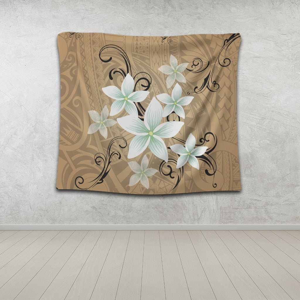 Hawaiian Plumeria Polynesian Tapestry - Gold - AH - Polynesian Pride