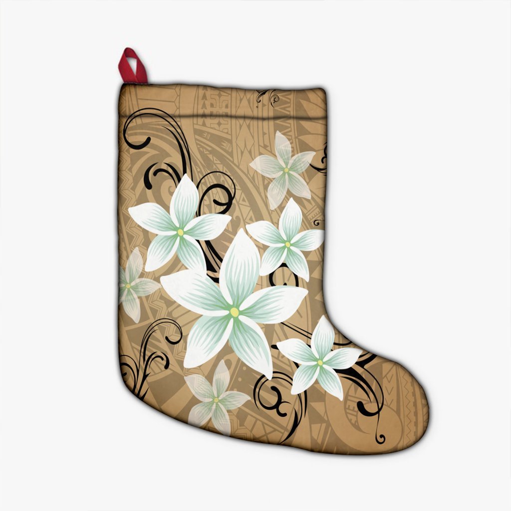 Hawaiian Plumeria Polynesian Christmas Stocking - Gold - AH Christmas Stocking 26 X 42 cm Black - Polynesian Pride