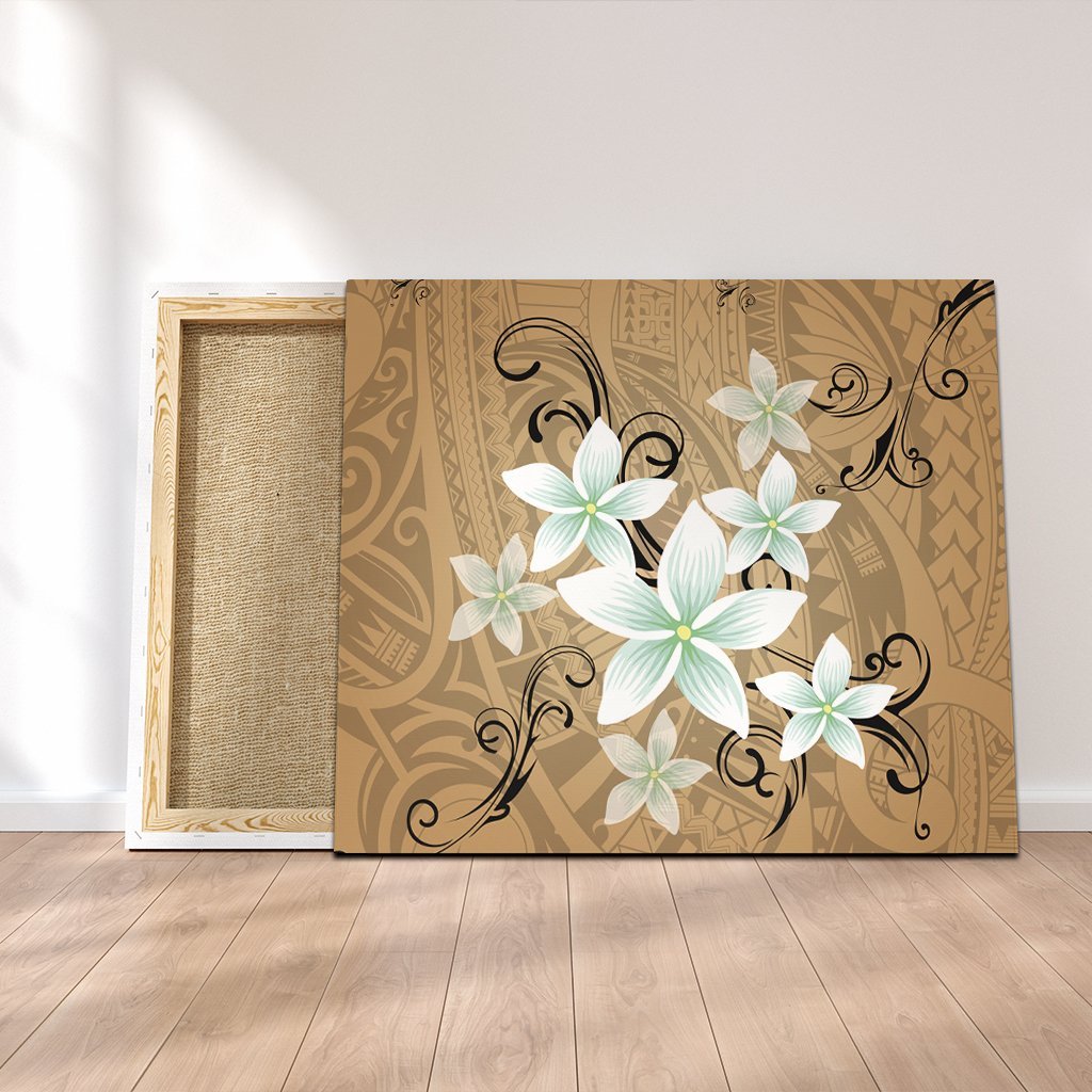 Hawaiian Plumeria Polynesian Canvas - Gold - AH Canvas Poly-cotton - Polynesian Pride