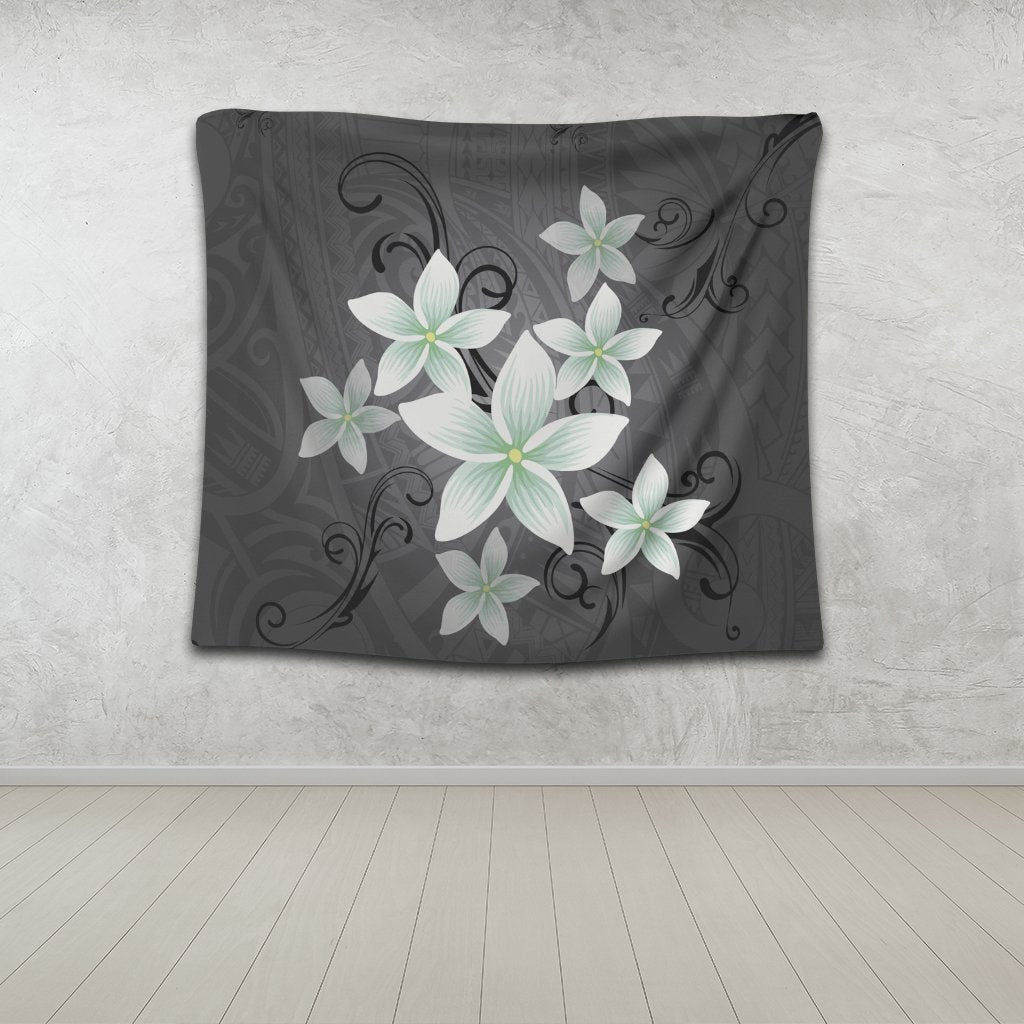 Hawaiian Plumeria Polynesian Tapestry - Gray - AH - Polynesian Pride