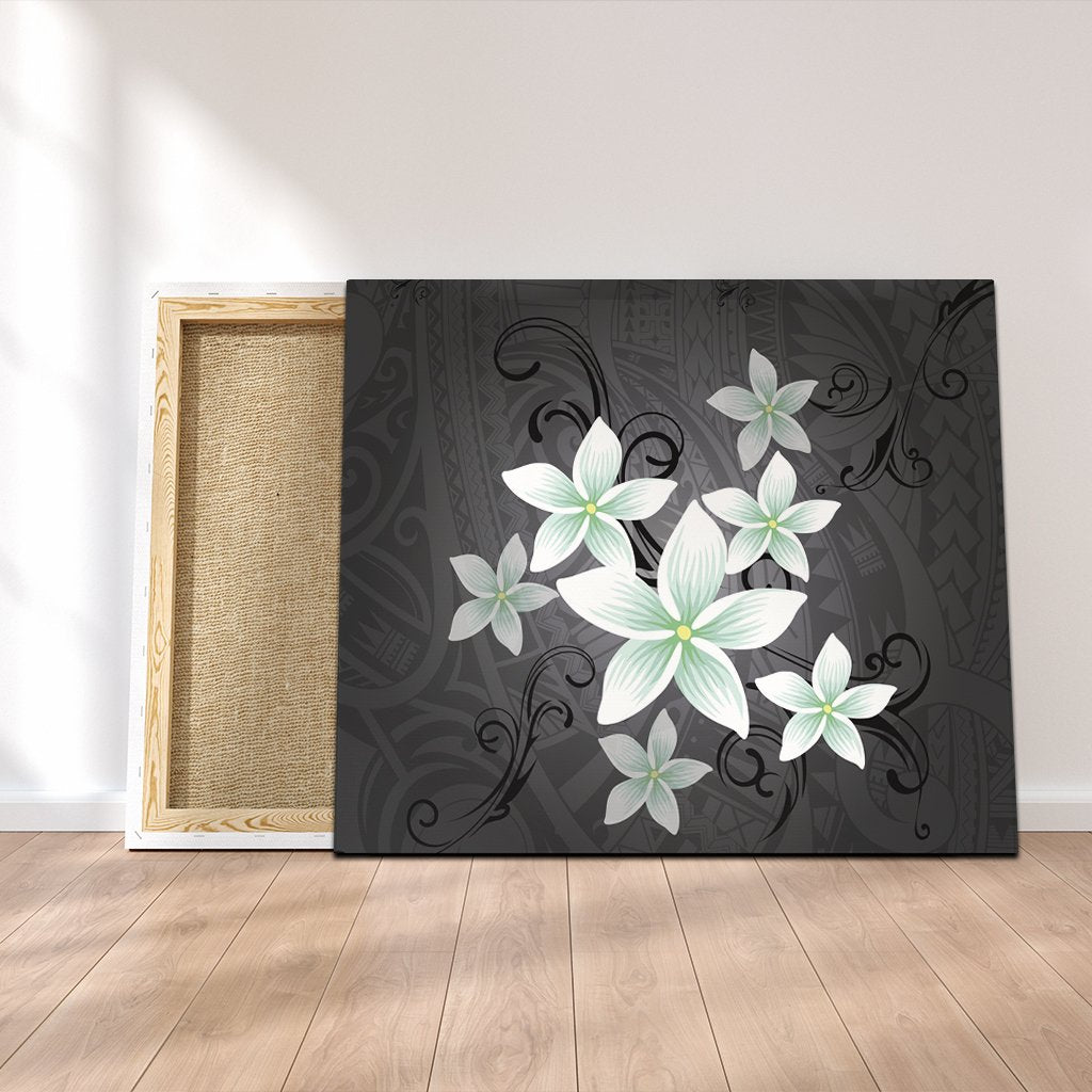Hawaiian Plumeria Polynesian Canvas - Gray - AH Canvas Poly-cotton - Polynesian Pride