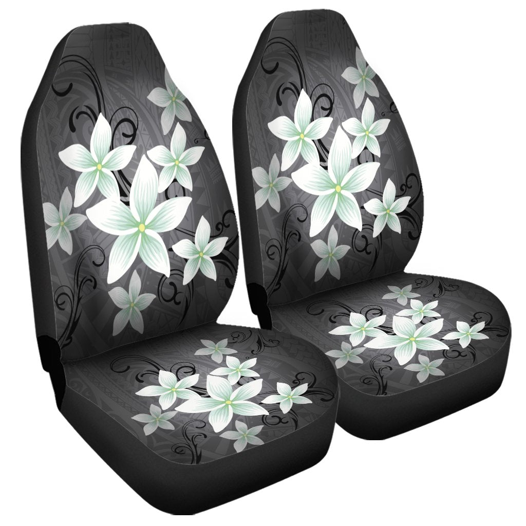 Hawaiian Plumeria Polynesian Car Seat Covers - Gray - AH Universal Fit Black - Polynesian Pride