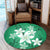 Hawaiian Plumeria Polynesian Round Carpet - Green - AH - Polynesian Pride