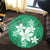 Hawaiian Plumeria Polynesian Round Carpet - Green - AH - Polynesian Pride