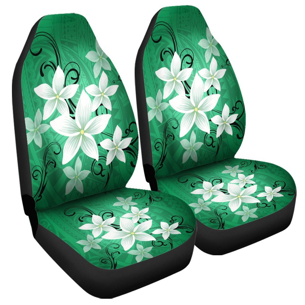 Hawaiian Plumeria Polynesian Car Seat Covers - Green - AH Universal Fit Black - Polynesian Pride