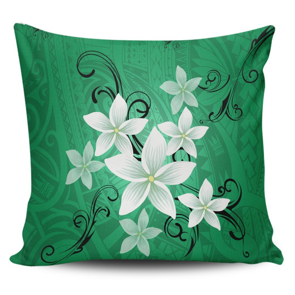 Hawaiian Plumeria Polynesian Pillow Covers - Green - AH Pillow Covers Black - Polynesian Pride