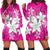 Hawaiian Plumeria Polynesian Hoodie Dress - Pink - AH Black - Polynesian Pride