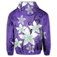 Hawaiian Plumeria Polynesian Zip Hoodie Purple - Polynesian Pride
