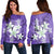 Hawaiian Plumeria Polynesian Women's Off Shoulder Sweater - Purple - AH Black - Polynesian Pride