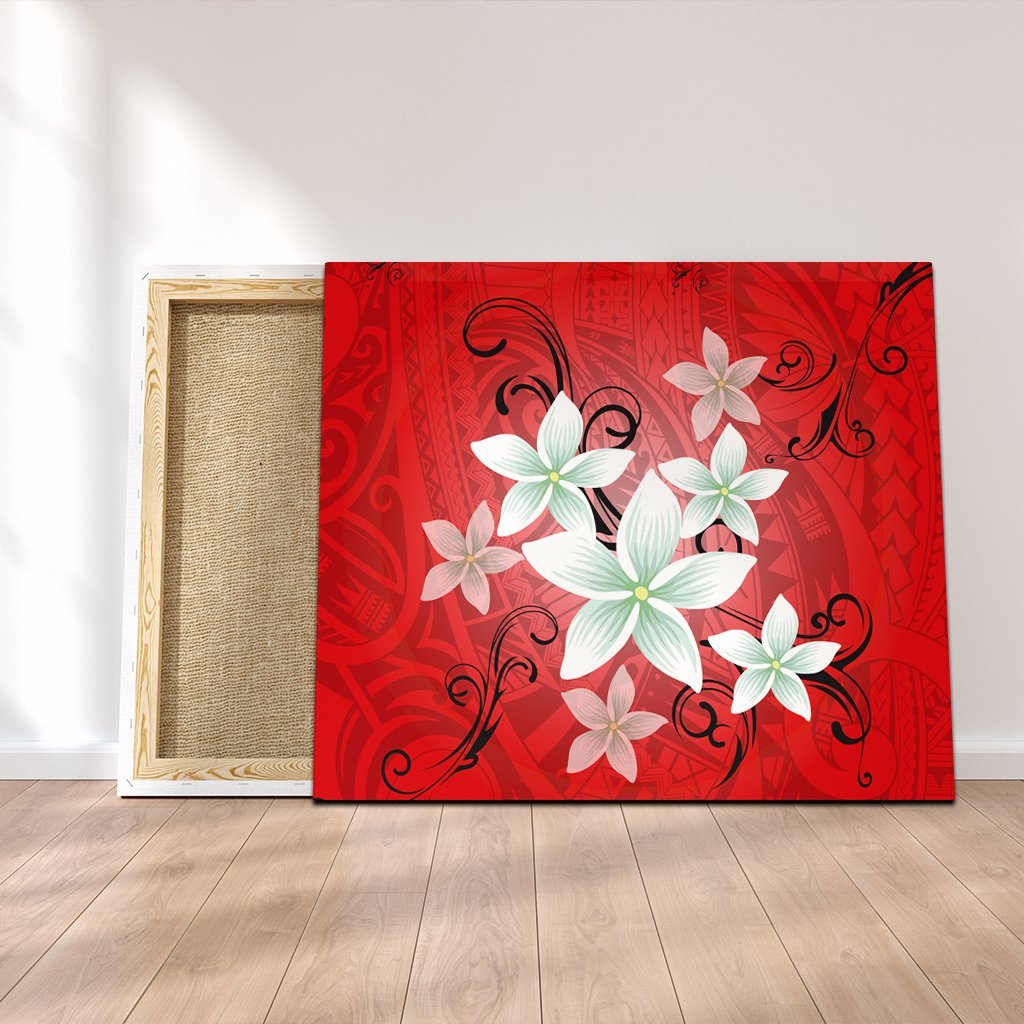 Hawaiian Plumeria Polynesian Canvas - Red - AH Canvas Poly-cotton - Polynesian Pride