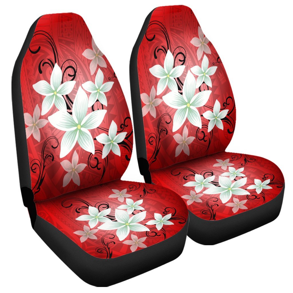 Hawaiian Plumeria Polynesian Car Seat Covers - Red - AH Universal Fit Black - Polynesian Pride