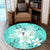 Hawaiian Plumeria Polynesian Round Carpet - Turquoise - AH - Polynesian Pride