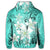 Hawaiian Plumeria Polynesian Zip Hoodie Turquoise - Polynesian Pride