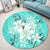 Hawaiian Plumeria Polynesian Round Carpet - Turquoise - AH - Polynesian Pride