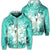 Hawaiian Plumeria Polynesian Zip Hoodie Turquoise Unisex Art - Polynesian Pride
