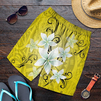 Hawaiian Plumeria Polynesian Men's Shorts - Yellow - AH Art - Polynesian Pride