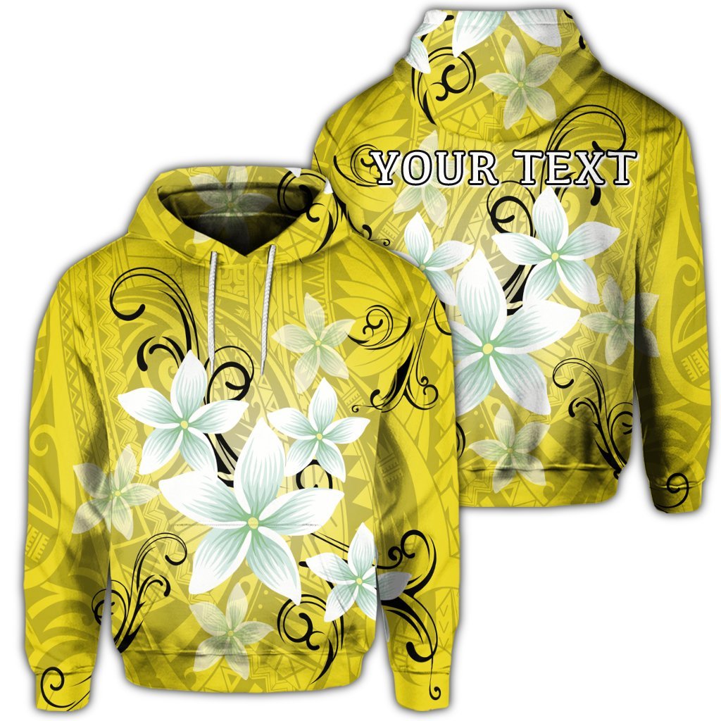 Custom Hawaiian Plumeria Polynesian Hoodie Yellow Unisex Art - Polynesian Pride