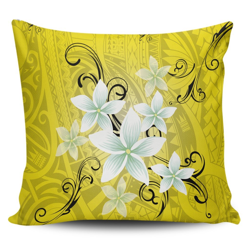 Hawaiian Plumeria Polynesian Pillow Covers - Yellow - AH Pillow Covers Black - Polynesian Pride