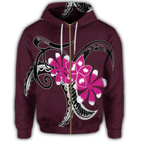 Hawaiian Plumeria Polynesian Pink Zip Hoodie - Polynesian Pride