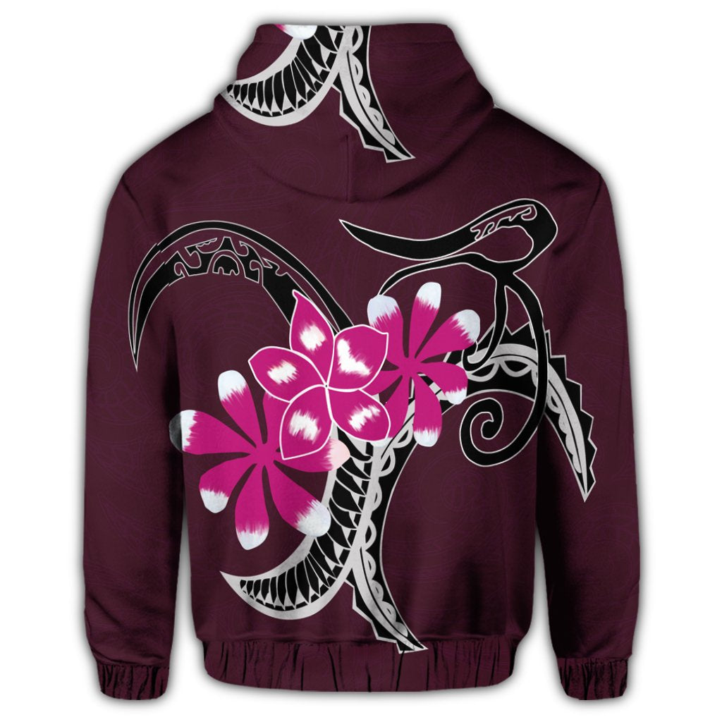 Hawaiian Plumeria Polynesian Pink Zip Hoodie - Polynesian Pride