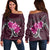 Hawaiian Plumeria Polynesian Pink Women's Off Shoulder Sweater - AH Black - Polynesian Pride