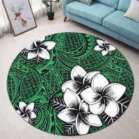 Hawaiian Plumeria Tribal Polynesian Round Carpet Green AH - Polynesian Pride