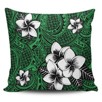 Hawaiian Plumeria Tribal Polynesian Pillow Covers Green AH Pillow Covers Black - Polynesian Pride