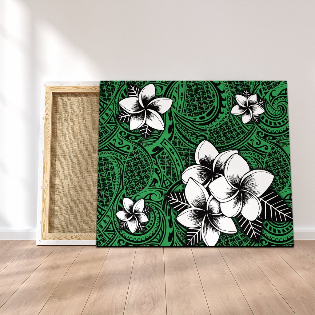 Hawaiian Plumeria Tribal Polynesian Canvas Green AH Canvas Poly-cotton - Polynesian Pride
