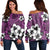 Hawaiian Plumeria Tribal Polynesian Women's Off Shoulder Sweater Pink AH Black - Polynesian Pride