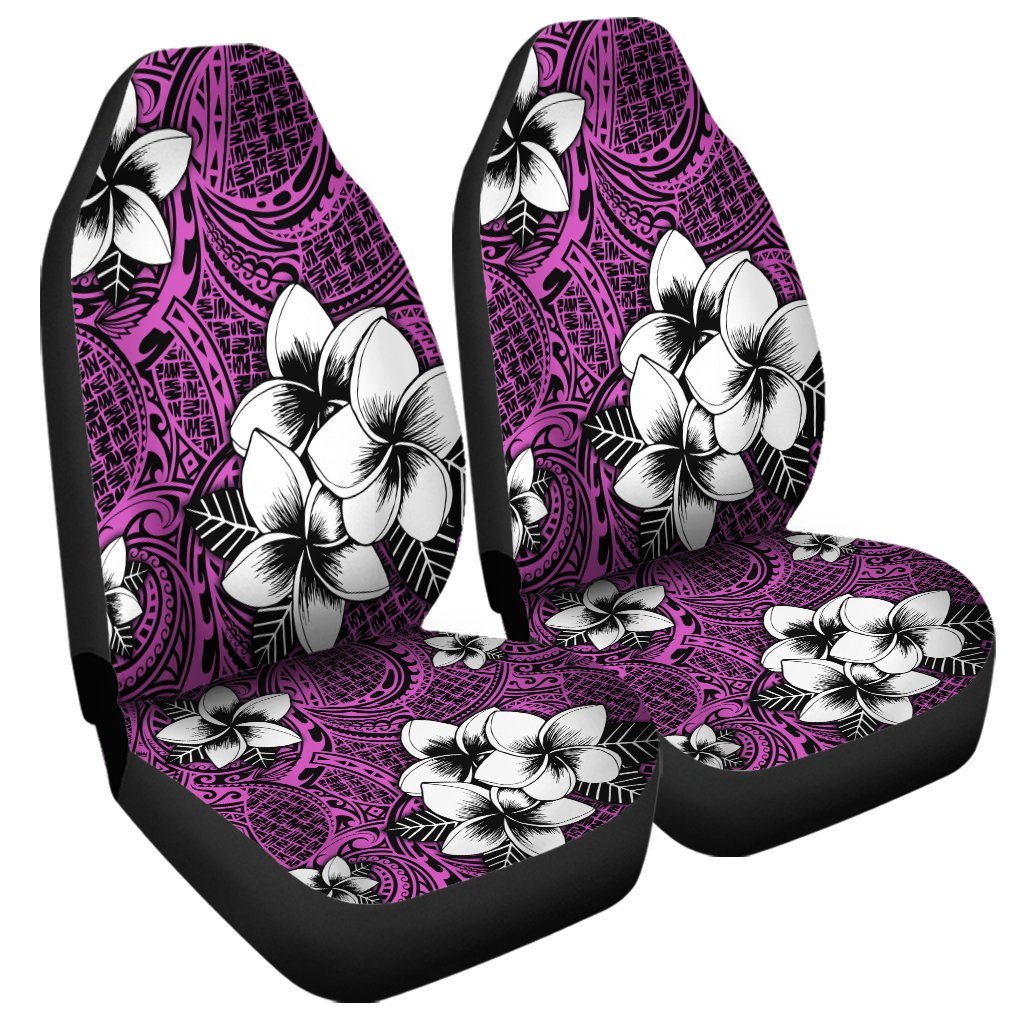 Hawaiian Plumeria Tribal Polynesian Car Seat Covers Pink AH Universal Fit Black - Polynesian Pride