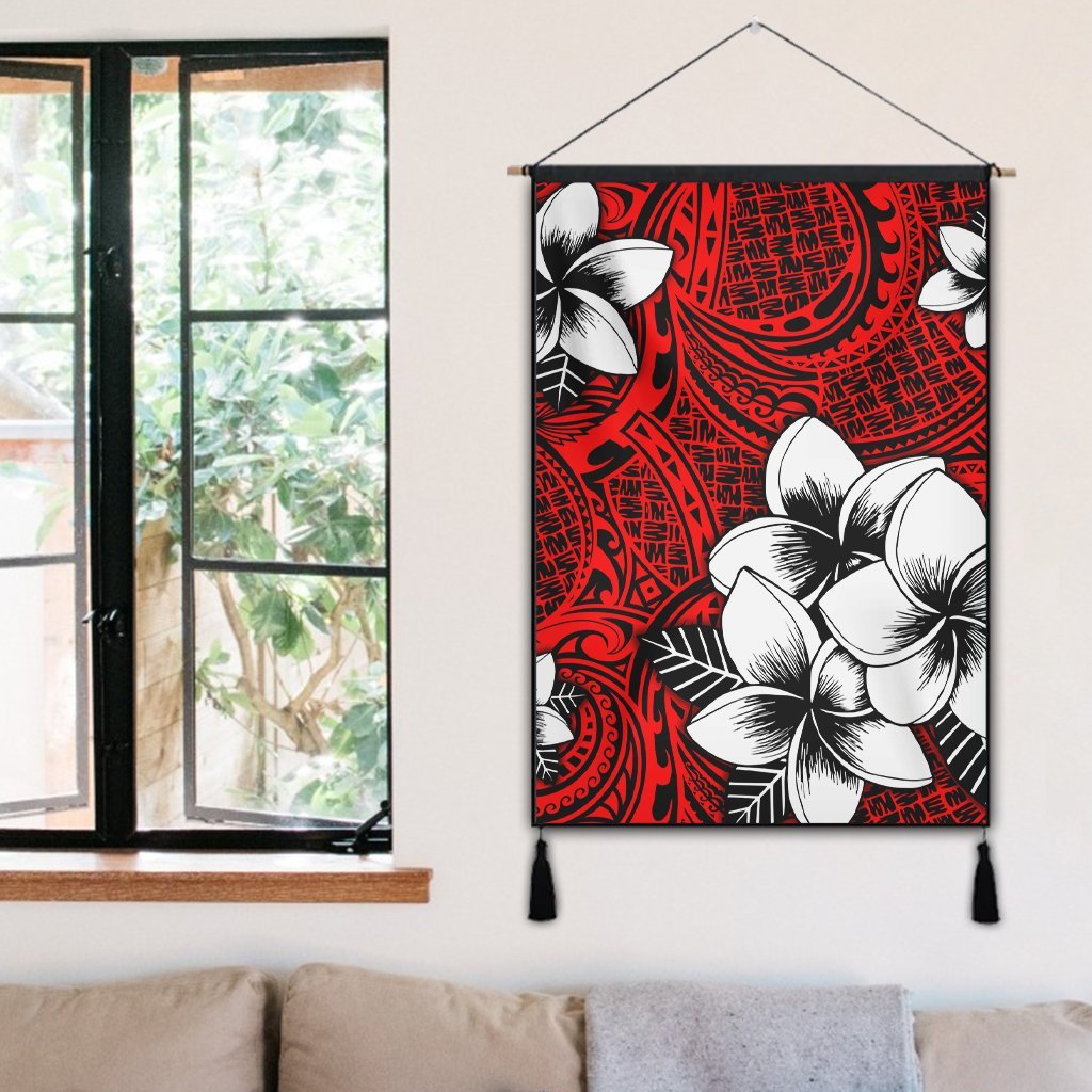 Hawaiian Plumeria Tribal Polynesian Hanging Poster Red AH - Polynesian Pride