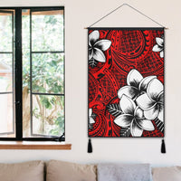 Hawaiian Plumeria Tribal Polynesian Hanging Poster Red AH - Polynesian Pride