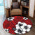 Hawaiian Plumeria Tribal Polynesian Round Carpet Red AH - Polynesian Pride