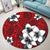 Hawaiian Plumeria Tribal Polynesian Round Carpet Red AH - Polynesian Pride