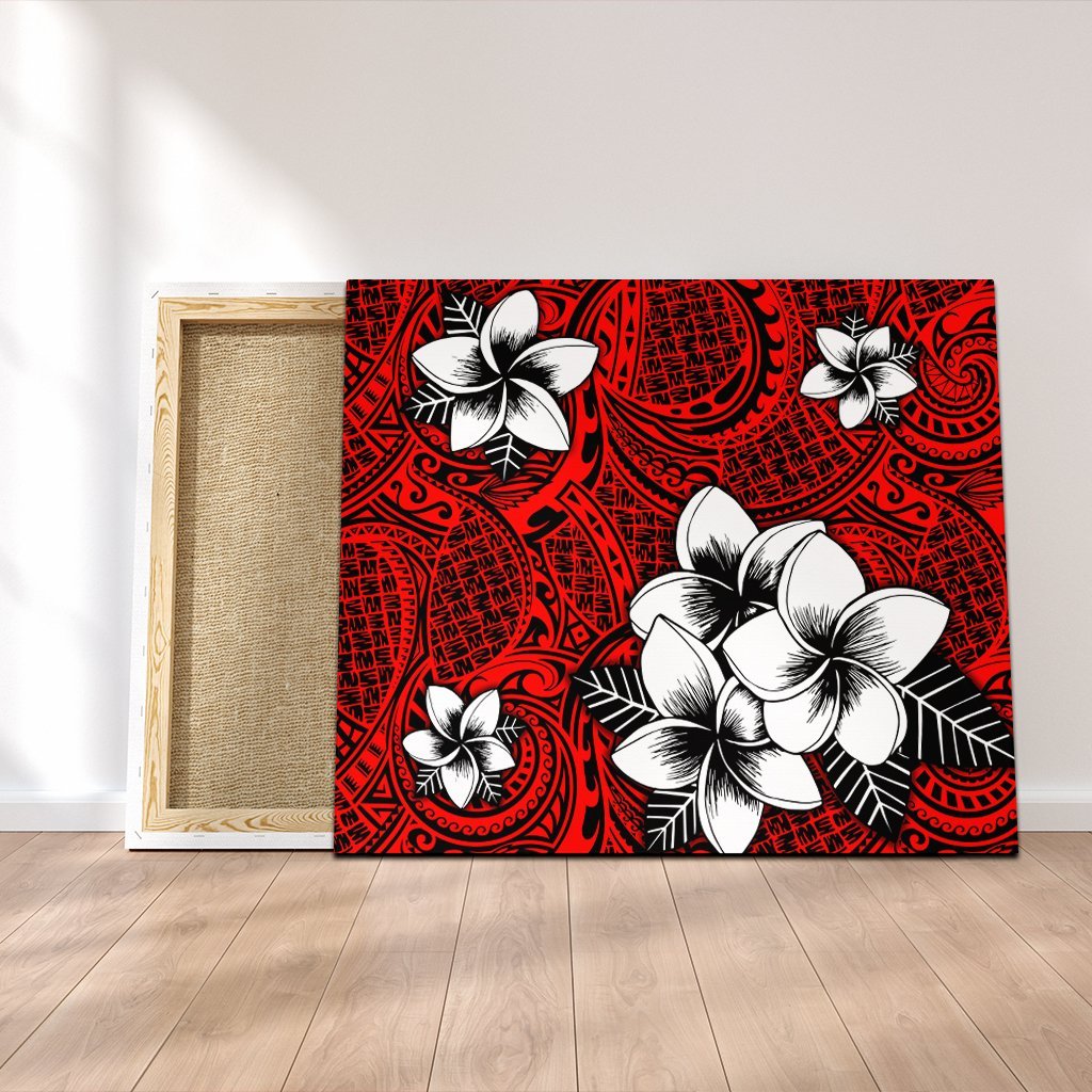 Hawaiian Plumeria Tribal Polynesian Canvas Red AH Canvas Poly-cotton - Polynesian Pride