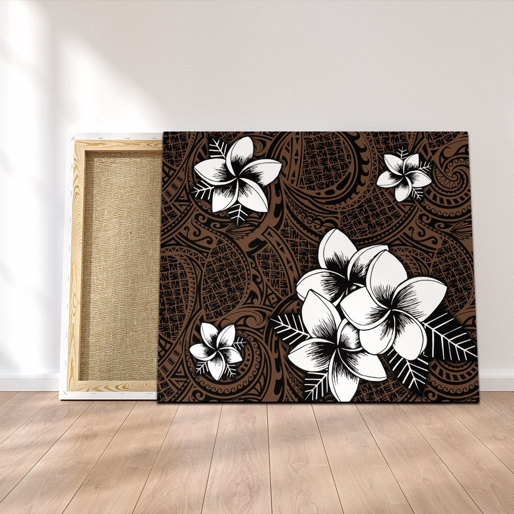 Hawaiian Plumeria Tribe Brown Polynesian Canvas AH Canvas Poly-cotton - Polynesian Pride