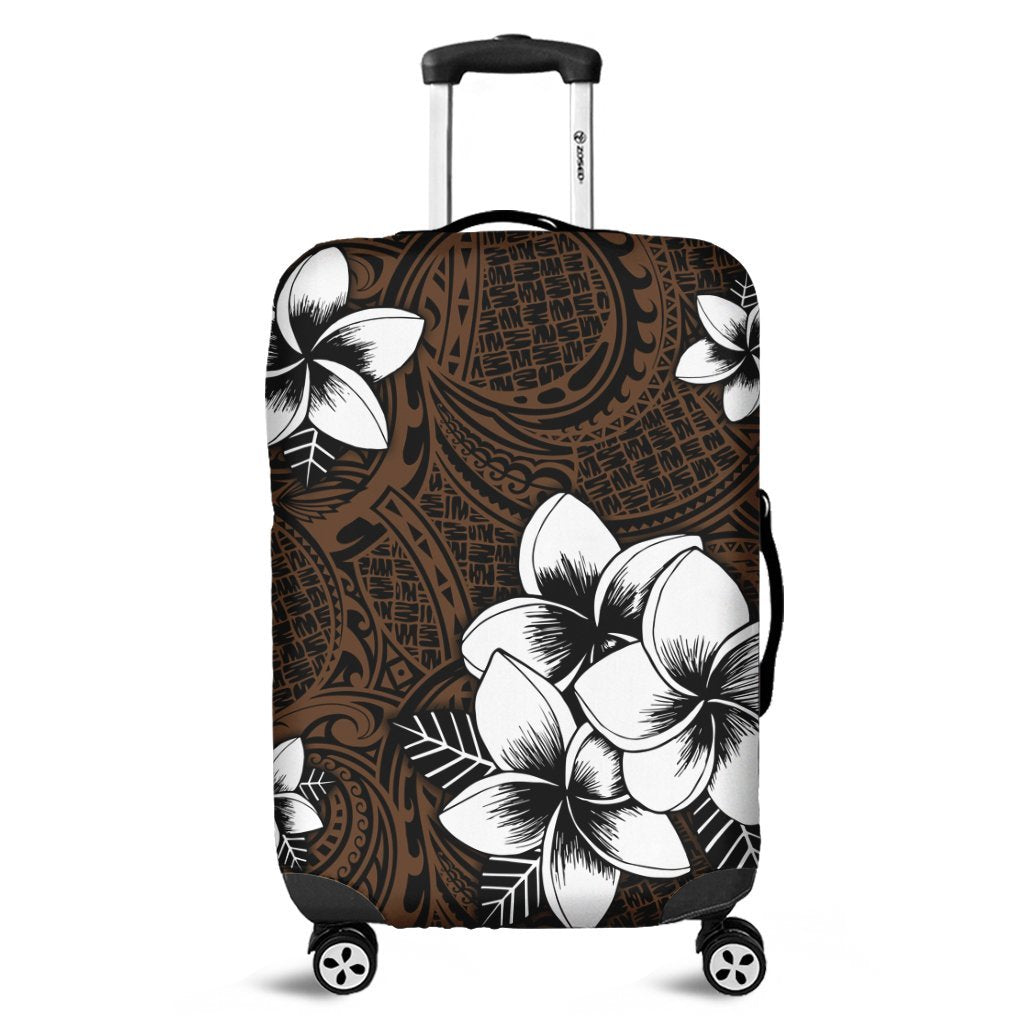 Hawaiian Plumeria Tribe Brown Polynesian Luggage Covers AH Black - Polynesian Pride