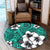 Hawaiian Plumeria Tribe Turquoise Polynesian Round Carpet AH - Polynesian Pride