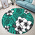 Hawaiian Plumeria Tribe Turquoise Polynesian Round Carpet AH - Polynesian Pride