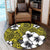 Hawaiian Plumeria Tribe Yellow Polynesian Round Carpet AH - Polynesian Pride