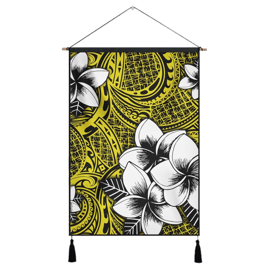 Hawaiian Plumeria Tribe Yellow Polynesian Hanging Poster AH Hanging Poster Cotton And Linen - Polynesian Pride