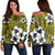 Hawaiian Plumeria Tribe Yellow Polynesian Women's Off Shoulder Sweater AH Black - Polynesian Pride