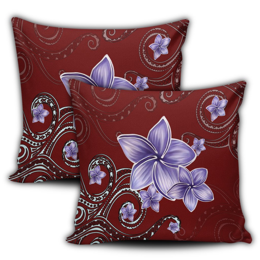 Hawaiian Plumeria Violet Polynesian Red Pillow Covers - AH - Polynesian Pride