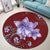 Hawaiian Plumeria Violet Polynesian Red Round Carpet - AH - Polynesian Pride